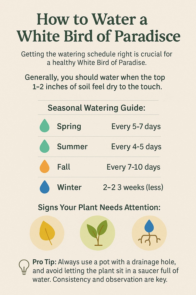 Watering a White Bird of Paradise plant with a moisture meter to avoid overwatering