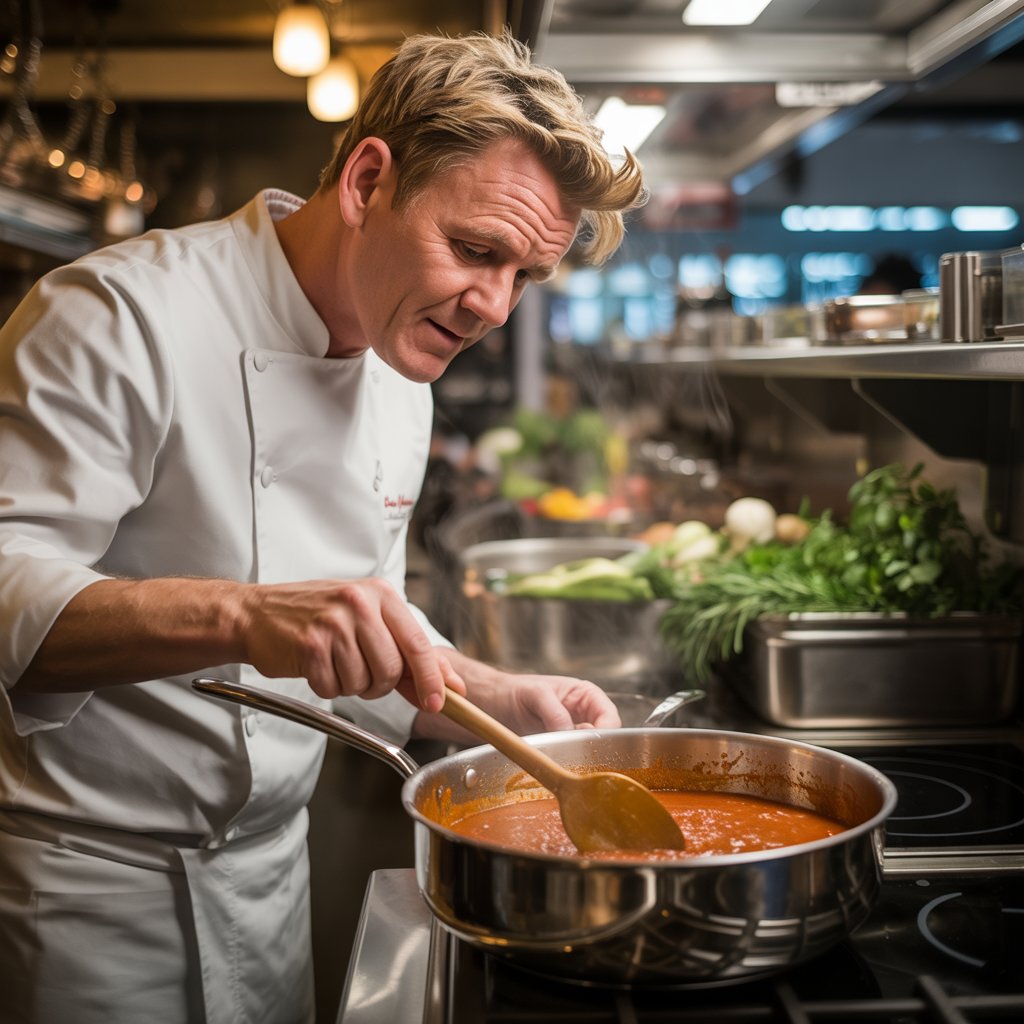 Gordon Ramsay is cooking with a HexClad pan