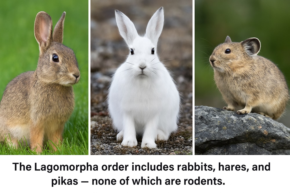 The Lagomorpha order includes rabbits, hares, and pikas — none of which are rodents.