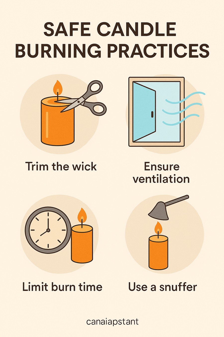 Safe burning practices to reduce candle soot and VOC emissions indoors